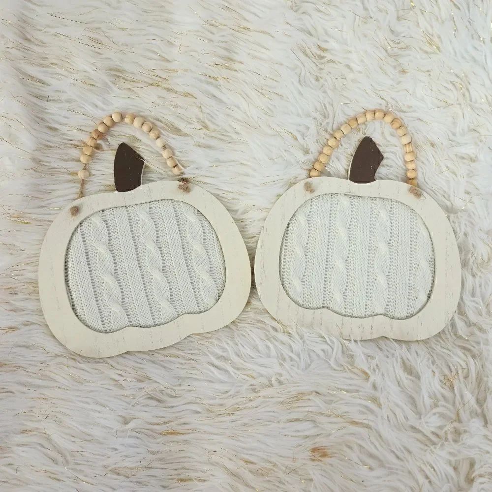 New Lot of two Wood pumpkin wall decor for fall, Thanksgiving